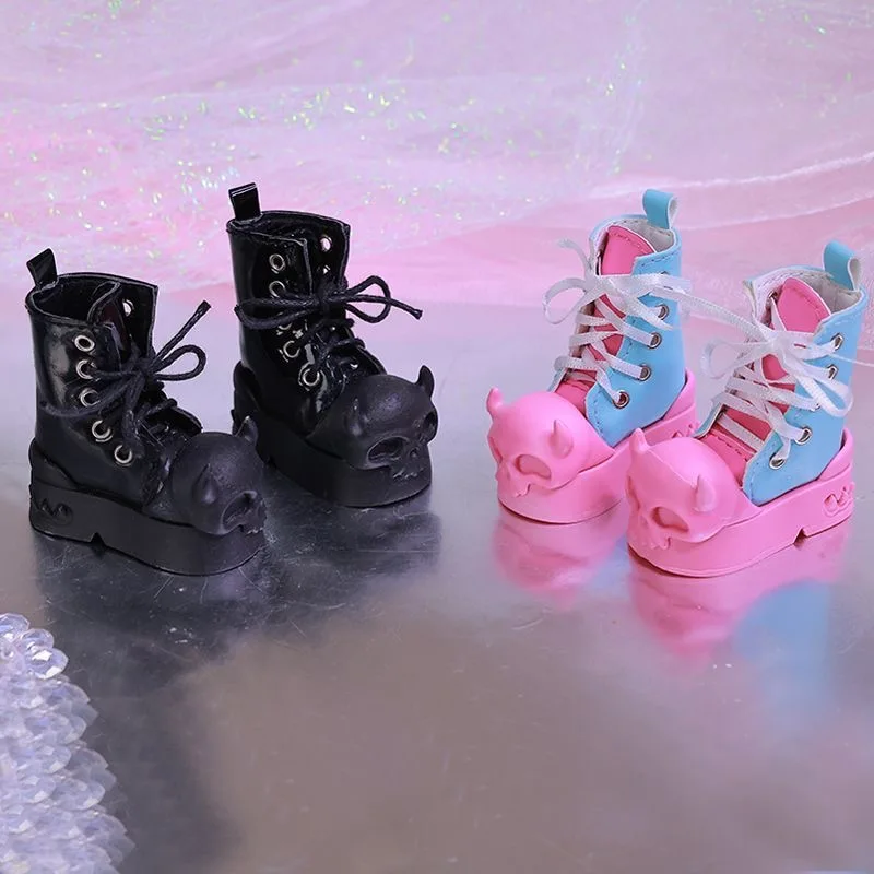 

Authentic Pink-Blue 1/4 BJD Doll Shoes, Two-Color All-In-One High Fashion Resin Ankle Boots 1 Pair