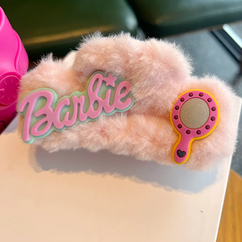 Sweet Spicy Girl Barbie Style Plush Hair Clip Large Square Fur Clip Cute Bow Princess Hair Fashion Ladies Makeup Accessory