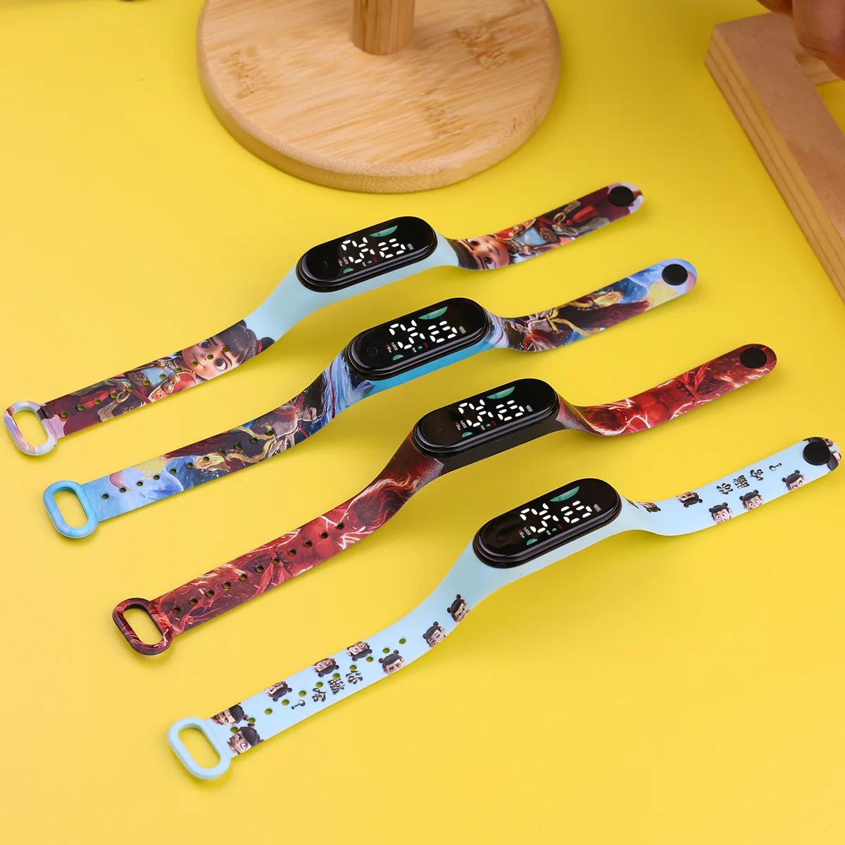 50Pcs/Lot 2025 Hot Movie Anime Nezha Cartoon LED Watch Childrens Bracelet Watches Touch Waterproof Clock Sports Kid Gift