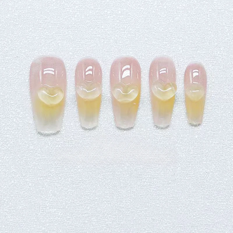 [Gentle Series] Hand-worn Nail Gradual Change Color Dopamine Three-dimensional Love Fairy Whitening Nail Patch