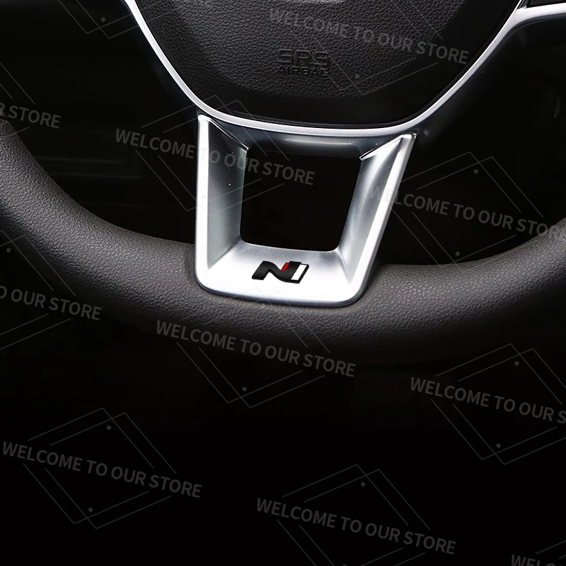 N شارة السيارات الداخلية شعار معدني شعار عجلة توجيه سيارة ملصق لشركة هيونداي N خط توسكاني NX4 إلنترا I30 سانتا في سوناتا