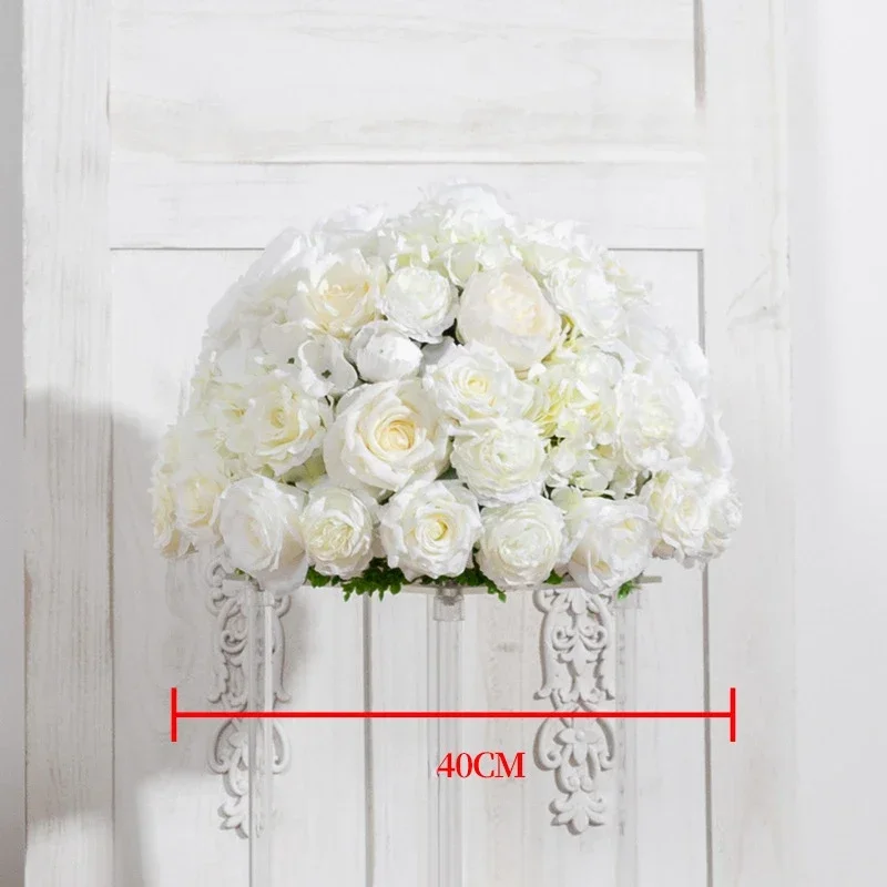 50CM Wedding Supplies White Rose Ball Display Window European Style Lawn Church Outdoor Wedding Decoration Road Guide Flowers