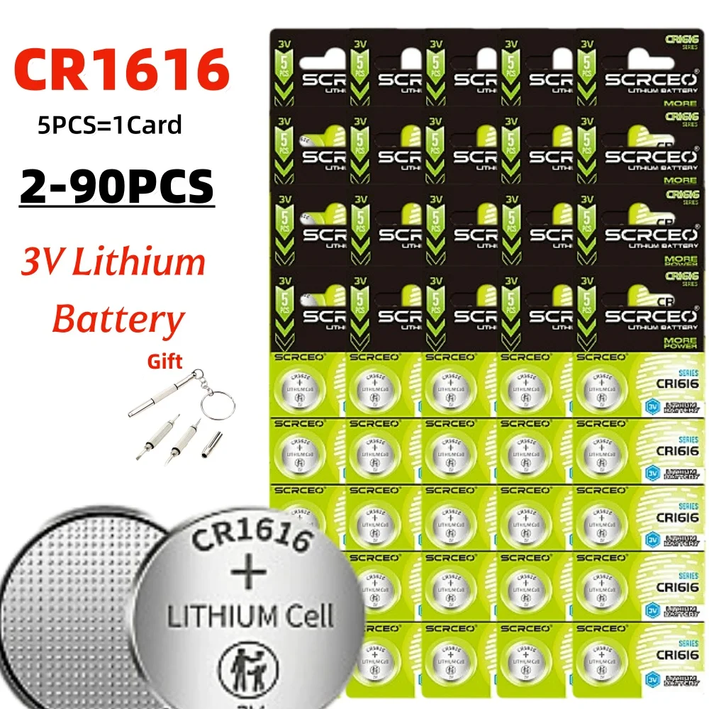 2-90 Pcs 3V CR1616 Lithium Button Battery DL1616 BR1616 ECR1616 5021LC L11 L28 LM1616 Coin Cell Watch Battery CR 1616
