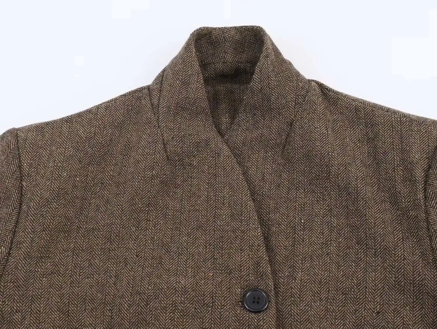 Giacca blazer da pendolare vintage da donna Moda invernale Casual Versatile colletto alla coreana Tasca Capispalla Cappotto ampio con bottone singolo