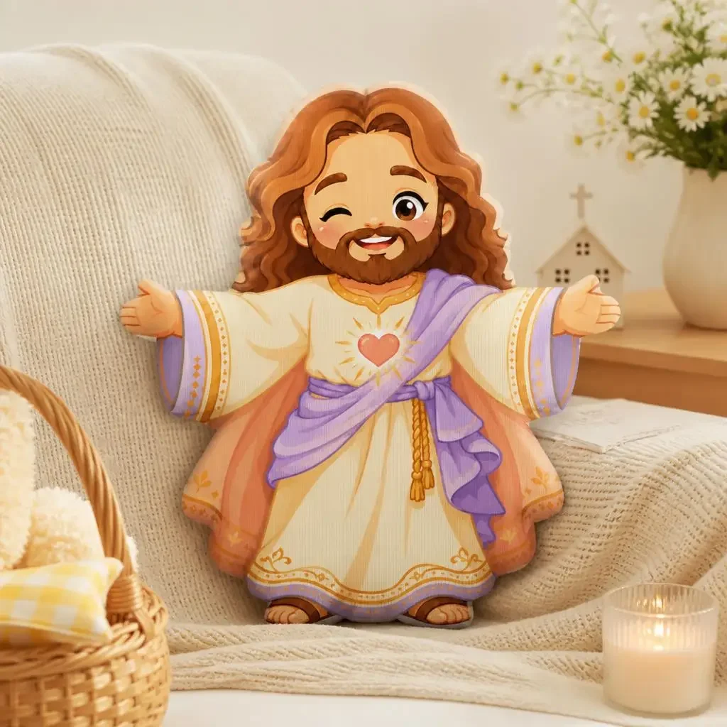 Welcoming Jesus Shaped Throw Pillow Christian Faith Cushion Plush Stuffed Religious Home Decor Prayer Room Inspirational Gift
