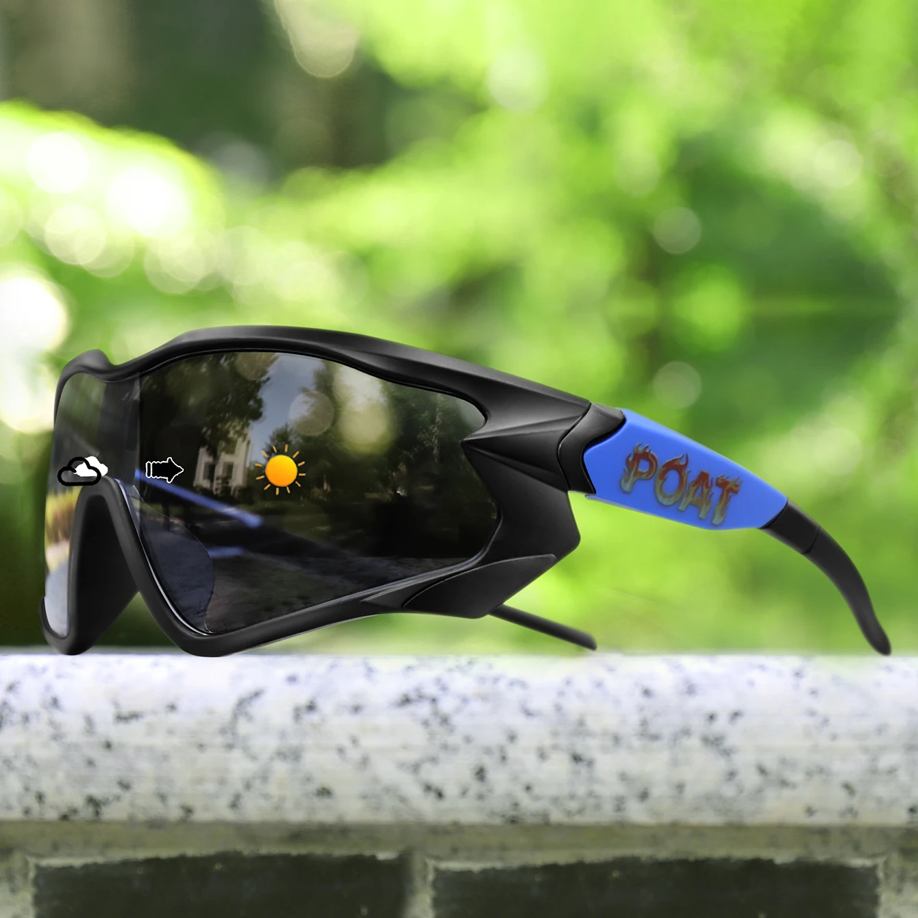 Männer Frauen Photochrome Motorrad Brille Outdoor Sport Großen Rahmen Winddicht Radfahren Laufen Wandern Brille – Detail 12