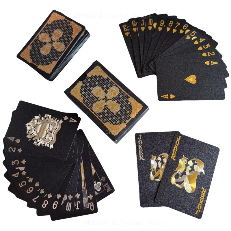 

Черные золотые игральные карты, игральная колода для покера, набор из золотой фольги для покера, пластиковая карта, водостойкие карты настольная игра