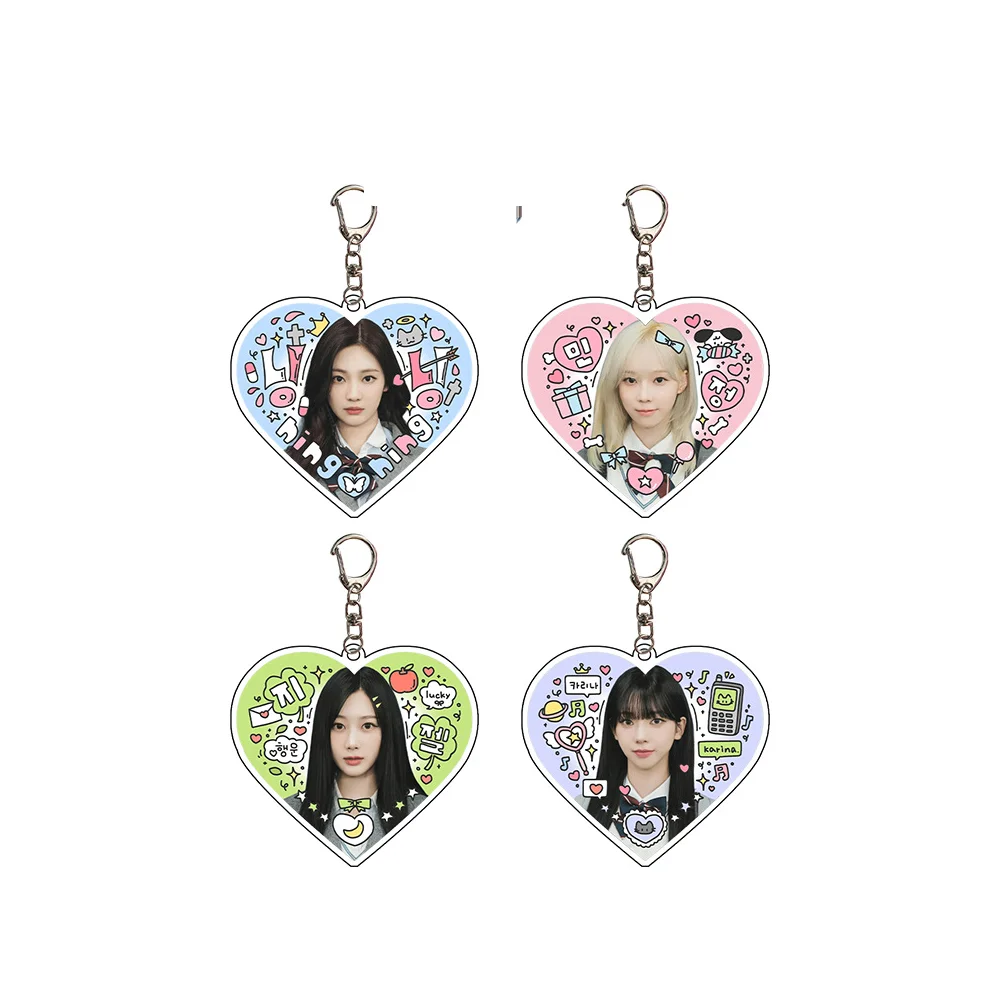 Kpop WINTER GISELLE KARINA NINGNING New Acrylic Keychian My World Concert Heart Bag Pendant Fans Collection