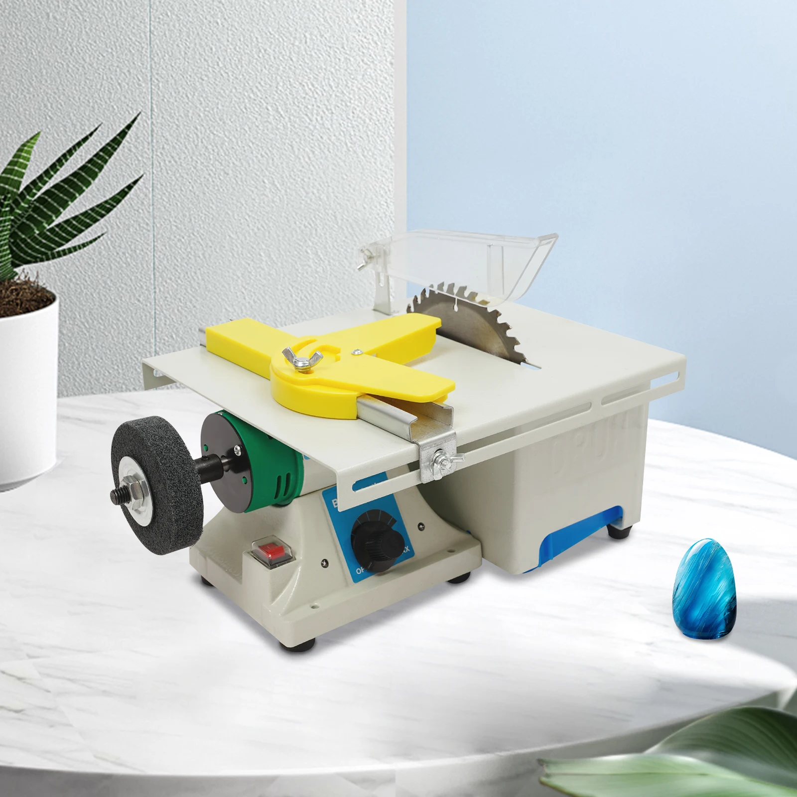 750W Poliermaschine für Schmuck und Edelsteine - 5-in-1 Tischpolierer und Schleifmaschine zum Polieren, Schneiden und Schleifen
