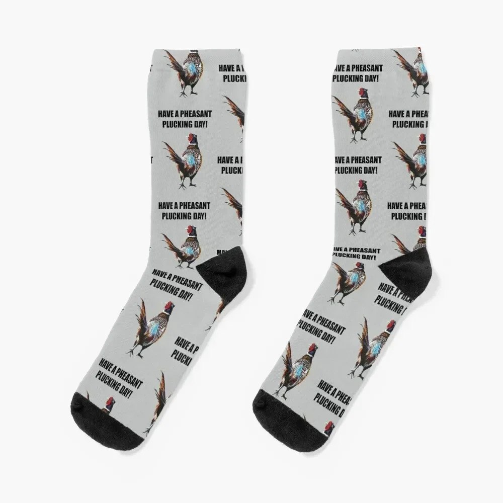 HAVE A PHEASANT PLUCKING DAY fun slogan on a colourful pheasant design Socks Running sport happy Socks For Women Men's