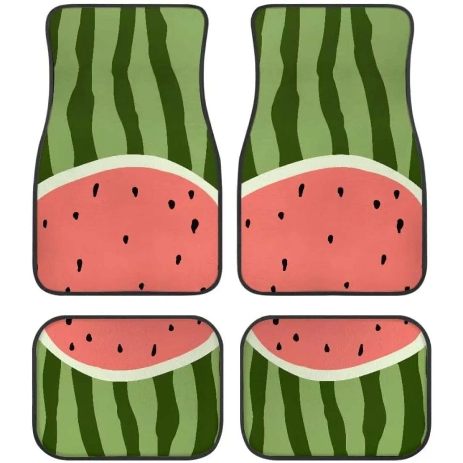 4pcs Watermelon Print Fruit Pattern Car Floor Mats Suitable For Cars SUVs Trucks, All Weather Front & Rear Automotive Floor Mats