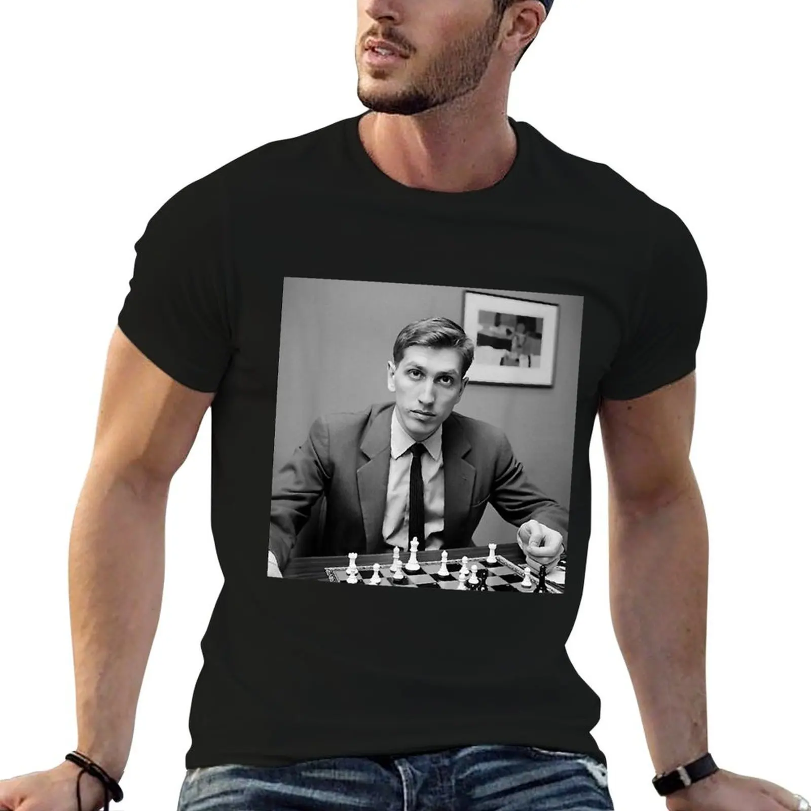 

Bobby Fischer Chess T-Shirt t shirts cotton 100% t shirt man designer cotton t shirts high quality T-shirt