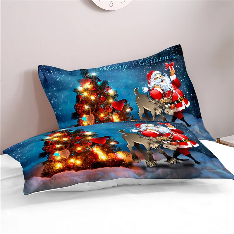 Santa Claus Bedding Set Duvet Cover New Year King Quilt Cover Christmas Decorative Children's Bedroom Hotel Duvet Cover Set