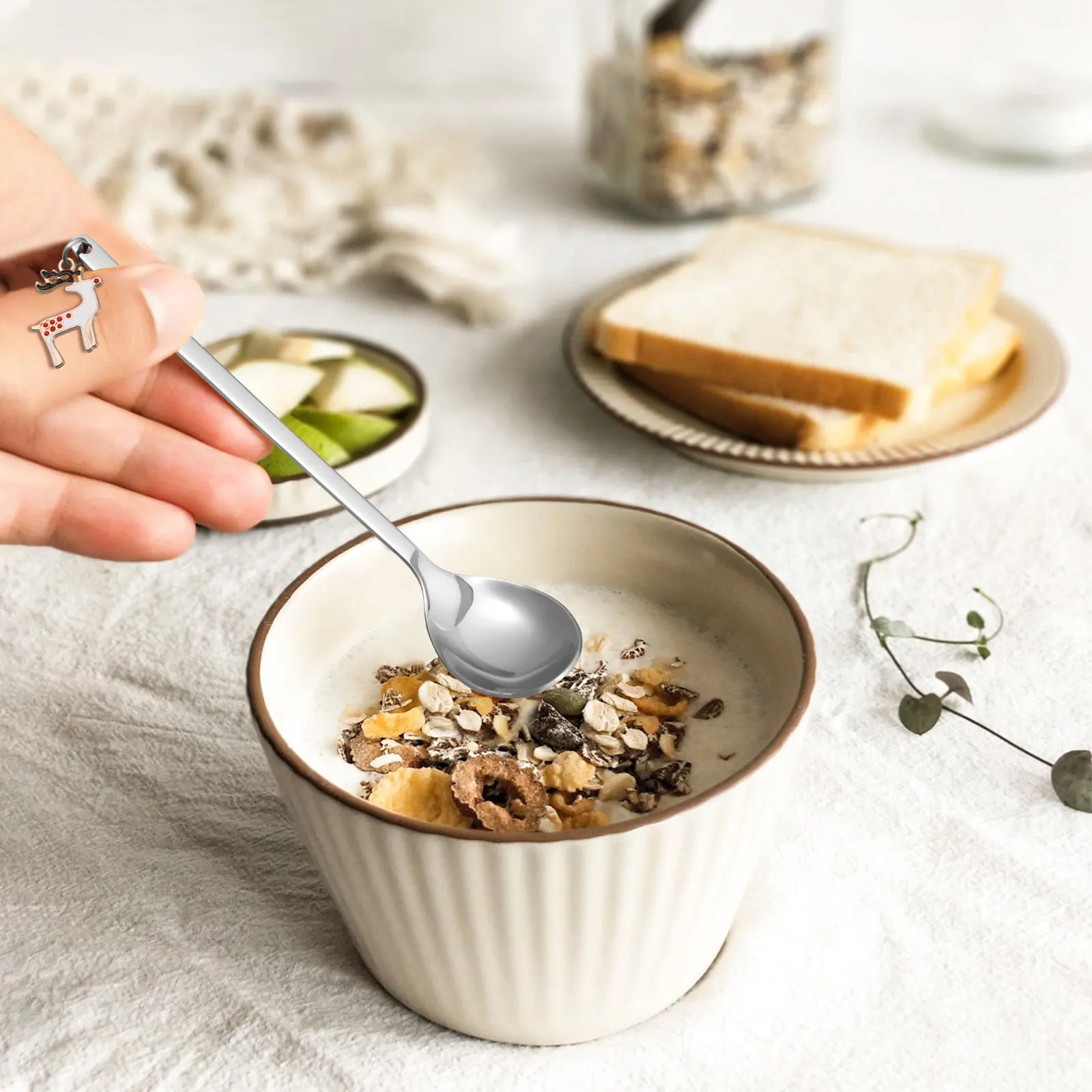 

6 шт. Рождественские кофейные ложки из нержавеющей стали, десертные/чайные ложки с рождественским подвесом, легкие ложки для размешивания