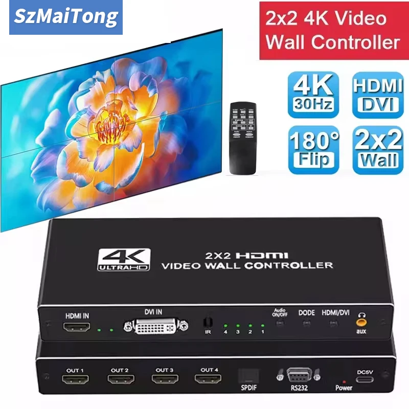 4K HDMI Video wall controller 2x2 HDMI DVI Video wall Processor 1x2 1x4 1x3 2x1 3x1 4x1 Multi Video Screen Processor Splicer