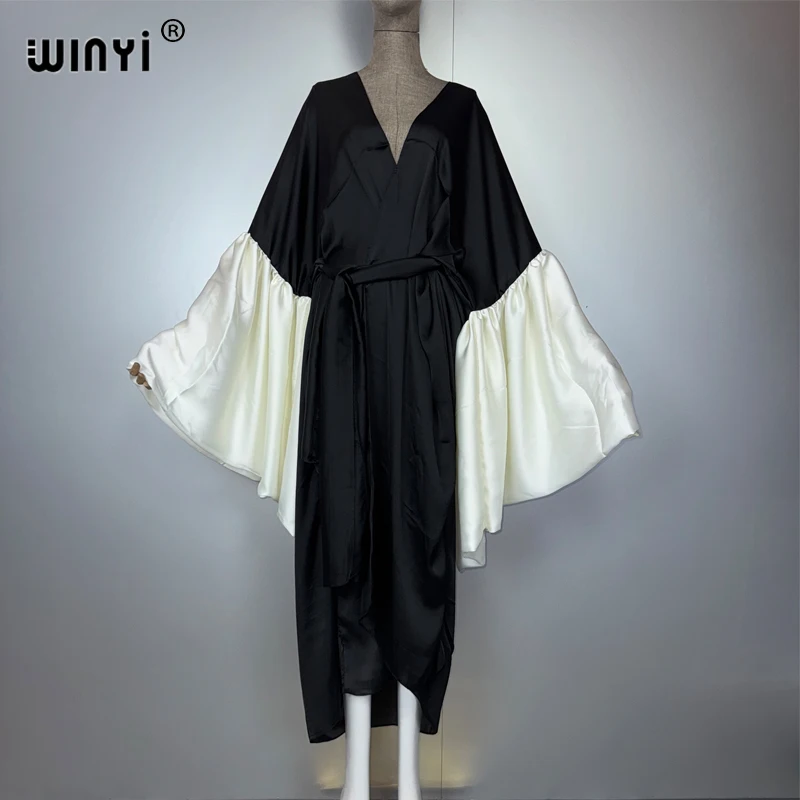 

WINYI original Hanfu Kimono Evening dress Beach Wear Cover up Africa women loose puff(ed) sleeves Cardigan boho Holiday kaftan