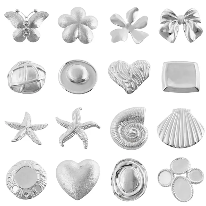 Steel Color Big Geometric Heart Flower Starfish Charm Stainless Steel Pendant Diy Jewelry Making Long Sweater Chain Accessories