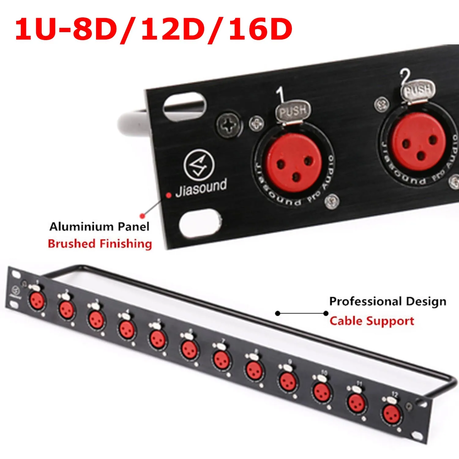 Rack Patch Panel 8 12 16 Way XLR Female Canon Connnector 1U Flight Case Mount for Professional Loudspeaker Audio Cable 1U 8D 12D