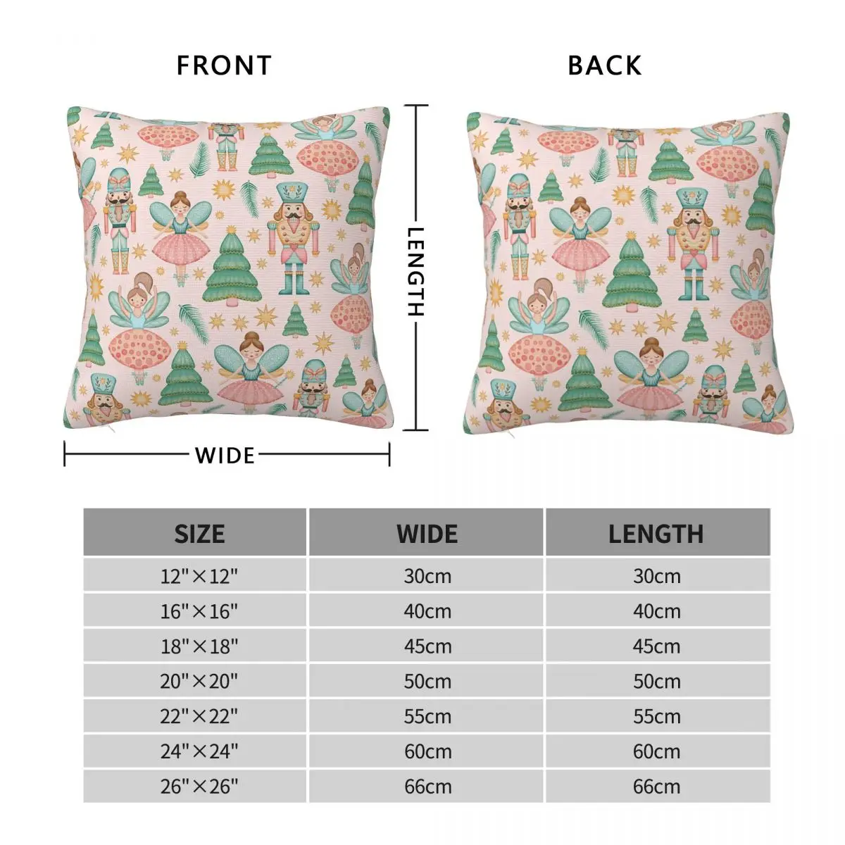 Nutcracker Ballet Christmas Cartoon Square Pillowcase Cushion Cover Pillow Case Throw Pillow Cover for Home Sofa Living Room