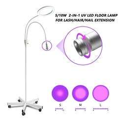 2 In 1 Lash Uv Light Lamp for Eyelash/Hair Extensions UV Lamp 360° LED double-end Floor Lamp for Professional Beauty Salon