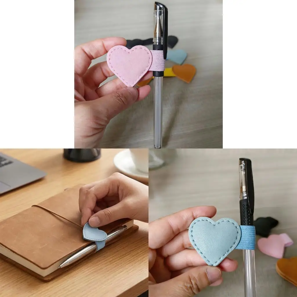 

2Pcs Leather Pen Holder Leather Bookmarks Clip with Elastic Strap For Notebooks Journal Planner Folder 896C
