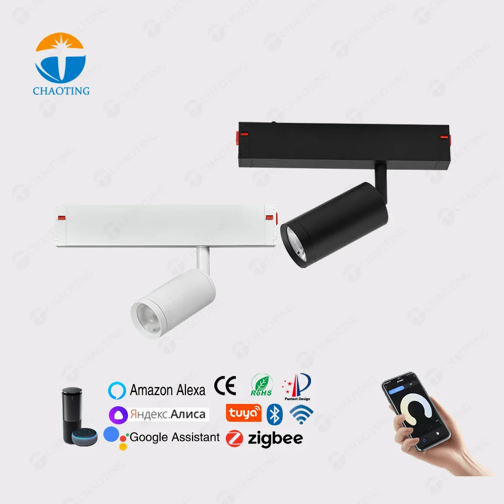 Smart Adjustable Rotatable LED Spot Track Light COB Magnetic Track Spotlight Adjustable Focus for Interior Rail Lighting Systems