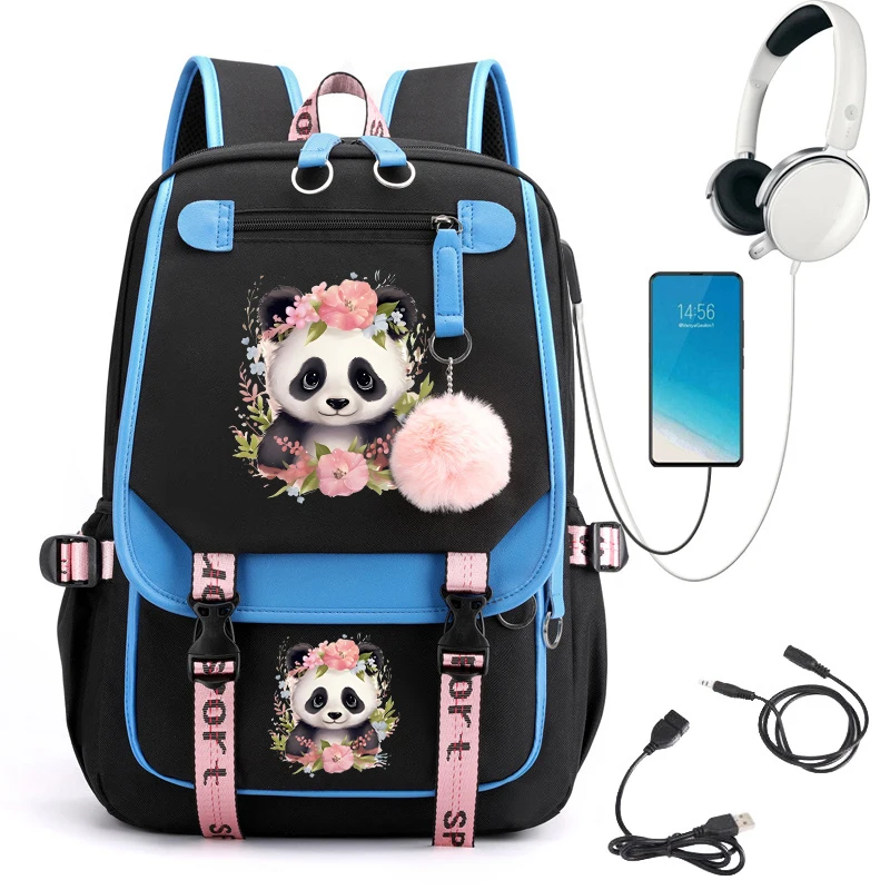 Zaino Kawaii per borse da scuola di moda scolastica per ragazze cartone animato simpatico fiore Panda zaino scuola adolescente studenti Bookbag