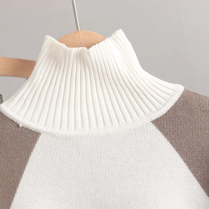 신상 투피스 여성 스웨터 스포츠웨어 가을 겨울 스플라이싱 하프 하이넥 풀오버 탑+니트 하렘 팬츠 세트 여성용