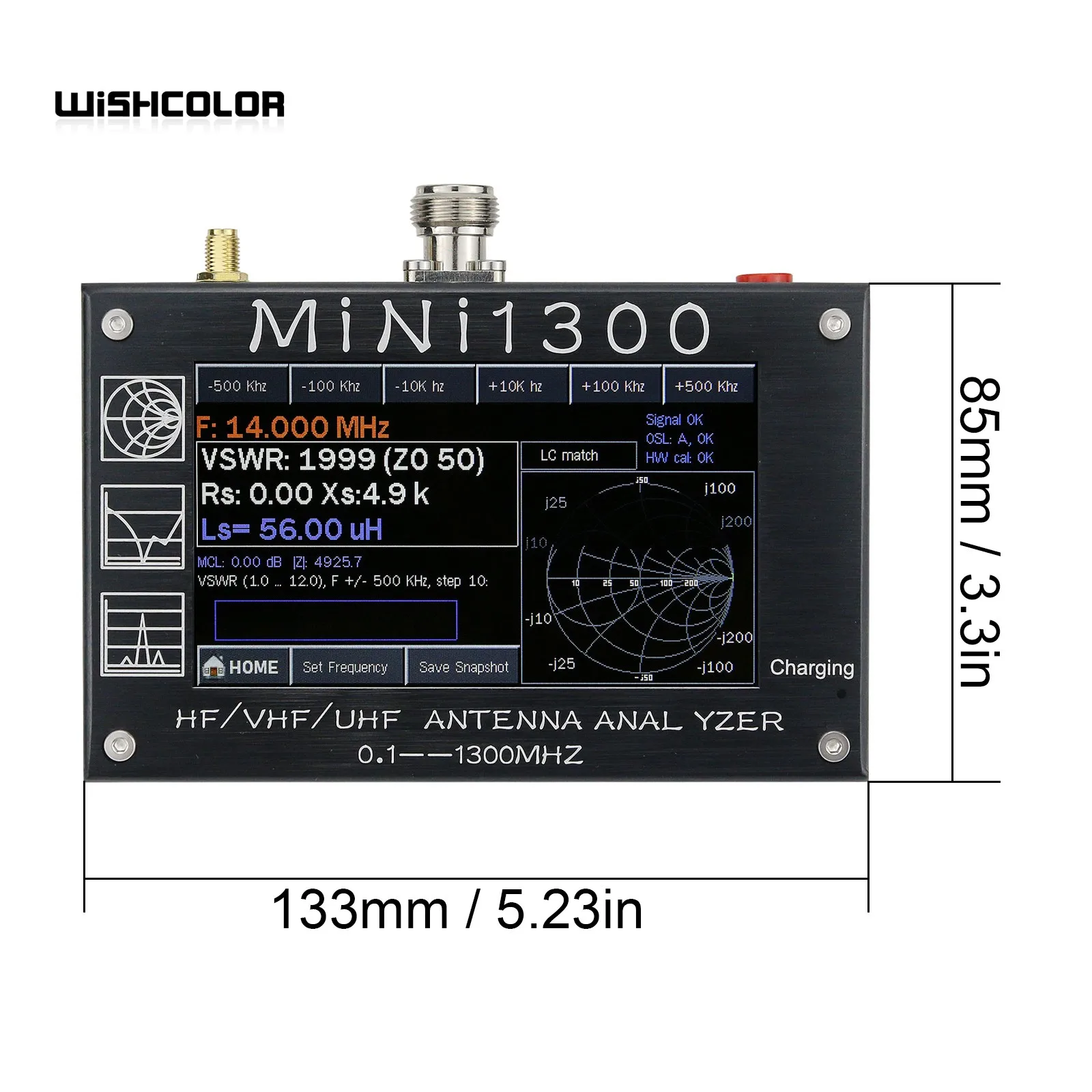 Imagem -05 - Antena Analyzer 0.11300mhz hf Vhf Uhf com 43 Touch Screen Liga de Alumínio Shell Hamgeek-mini1300