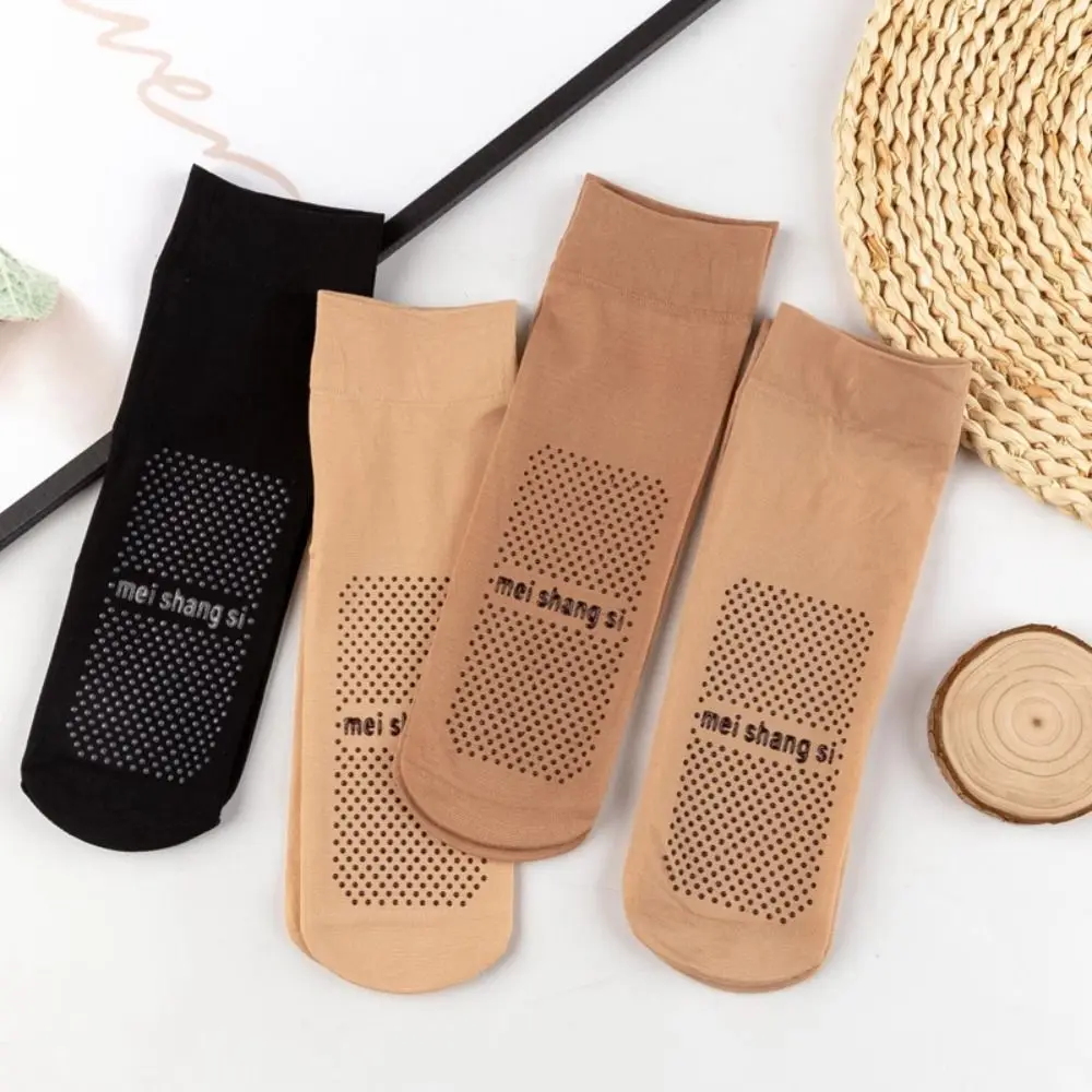 

10 пар прозрачных шелковых носков с кристаллами, Нескользящие ультратонкие женские невидимые носки, нейлоновые шелковые прозрачные носки с силиконовой подошвой