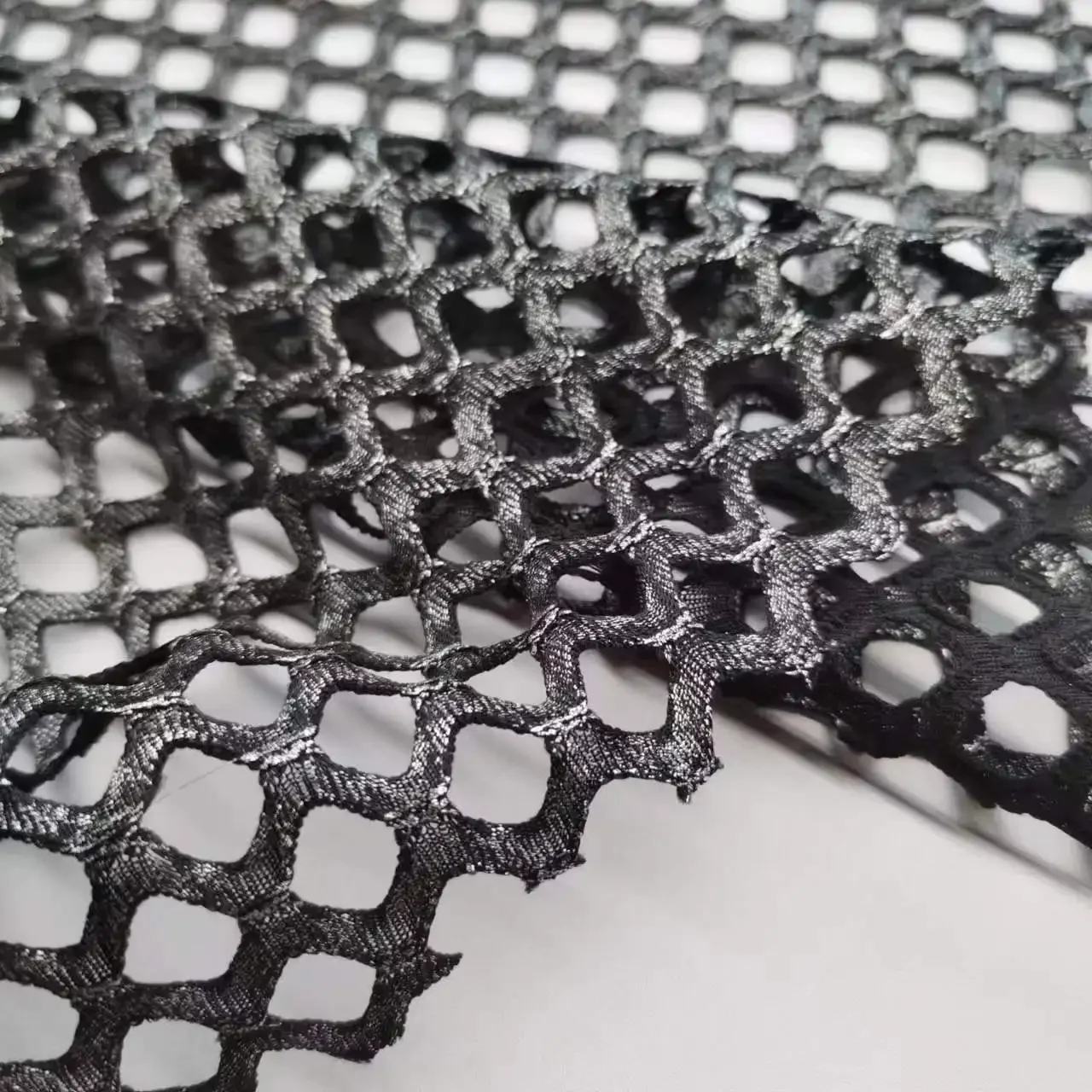 Bronzing Fish Net Silver Mesh Cloth Fabric Large Mesh Lace  Dress Hollow Lace Lining Stockings DIY Craft