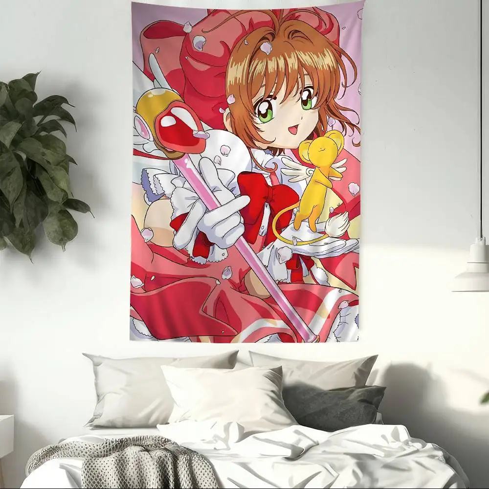 Classic Japanese anime Card Captor Cartoon Tapestry Art Science Fiction Room Home Decor Wall Hanging Sheets