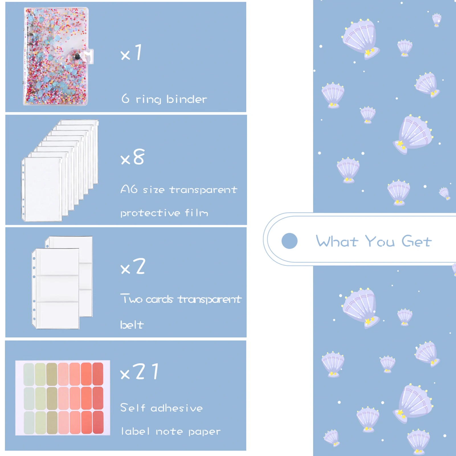 A6 Budget Binder Cover with 10Pcs Transparent Cash Envelopes Waterproof PVC Zippered Cash Bags for Budget