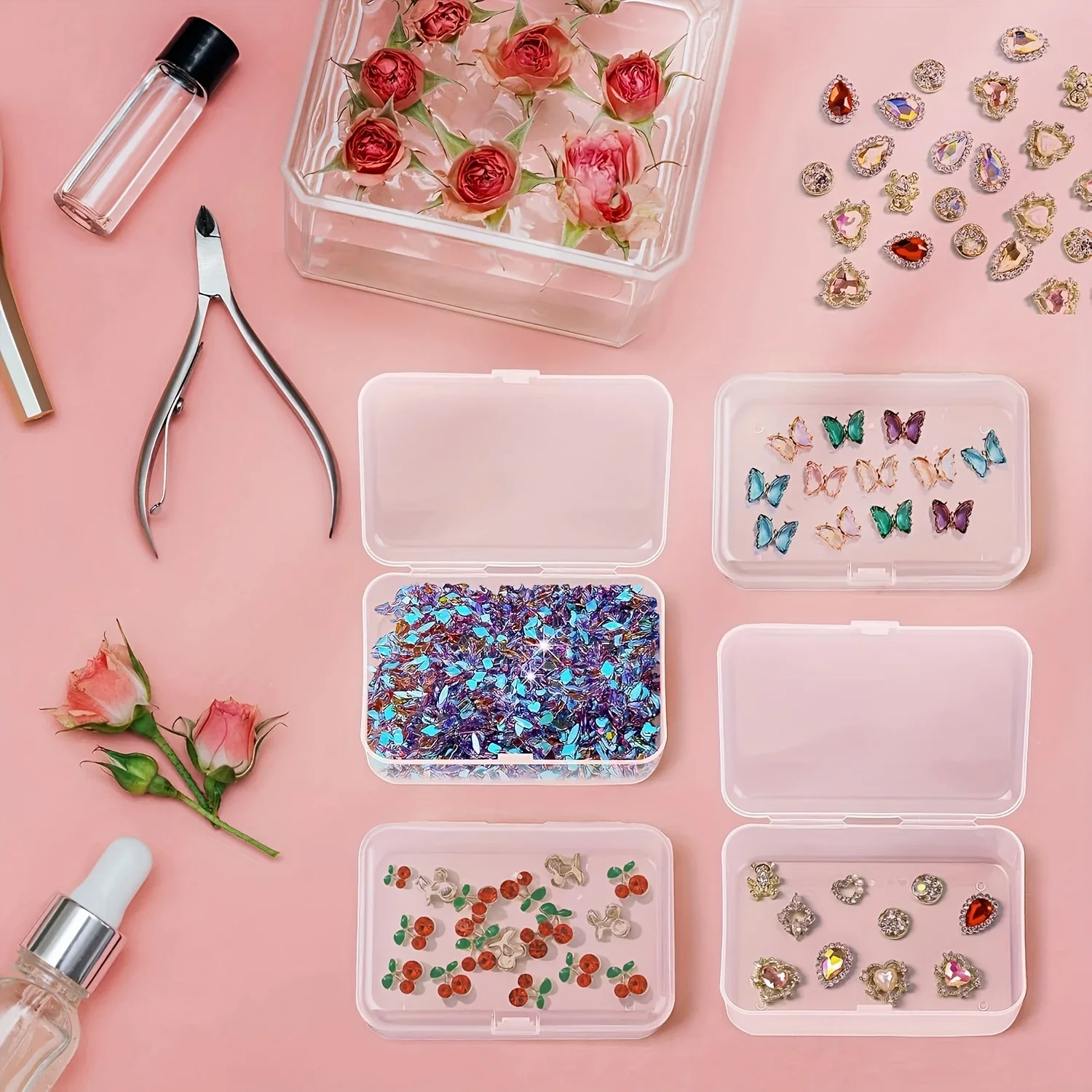 6 Stück Klare Kunststoff-Aufbewahrungsboxen, Transparente Organizer-Behälter für Kleinteile zu Hause, im Büro und in der Küche – Detail 3