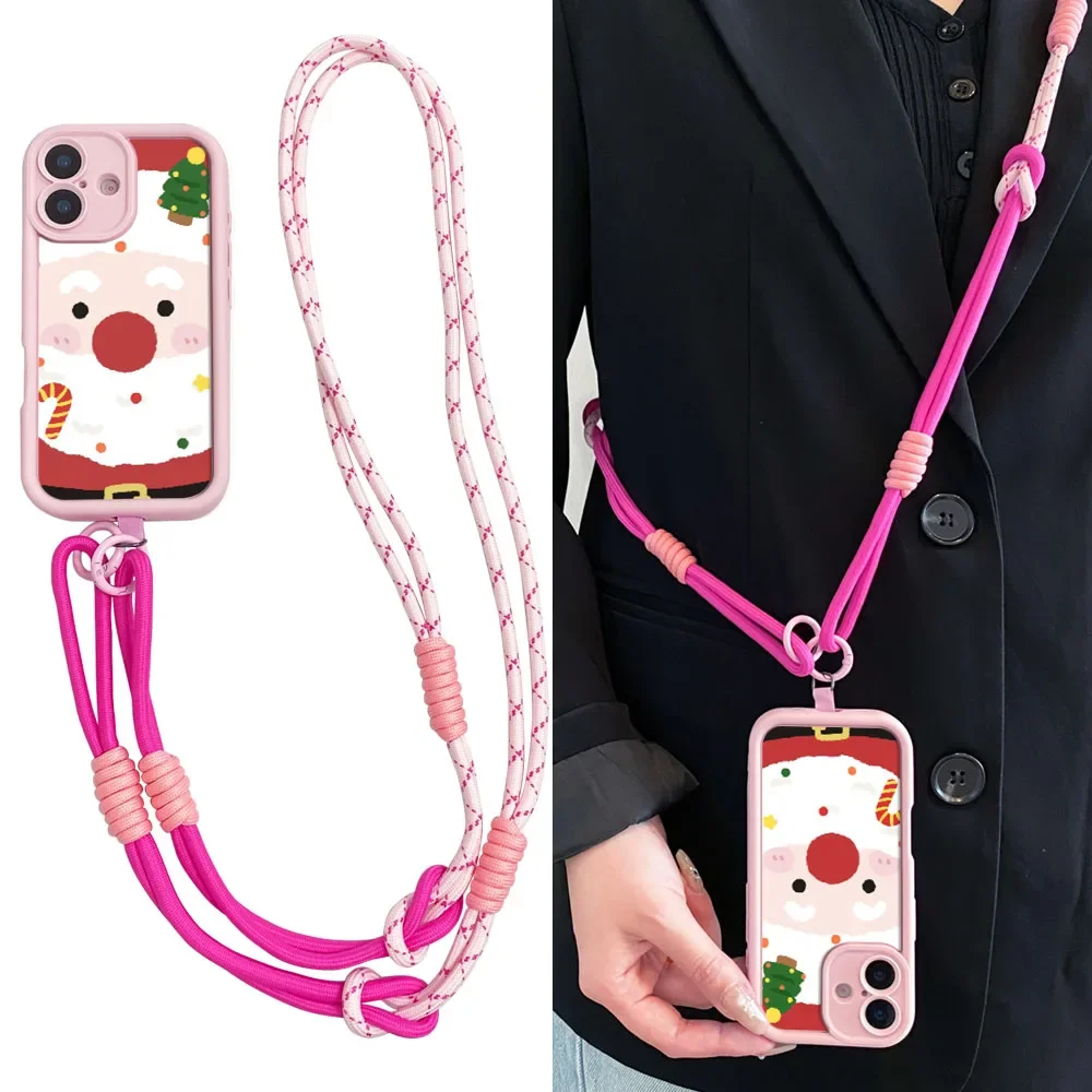 Cxd5 funda de teléfono de cuerda larga navideña para Redmi Note 14 13 12 11 10 9 8 7 Pro Plus 14s 13C 12C 14C 9C 10C funda con cordón cruzado