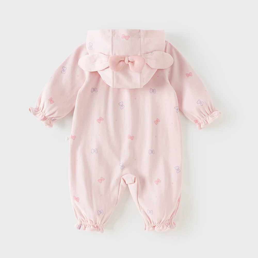 Dave Bella Girls Jumpsuit Autumn Spring Newborn Cotton Creeper Baby Bow Print Romper Sweet Outerwear Children Clothing DB1260070