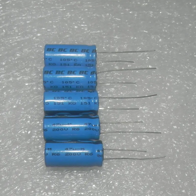 Febre Filtering Cathode Alumínio Capacitor Eletrolítico, BC 151, 200V47UF, 10pcs por lote