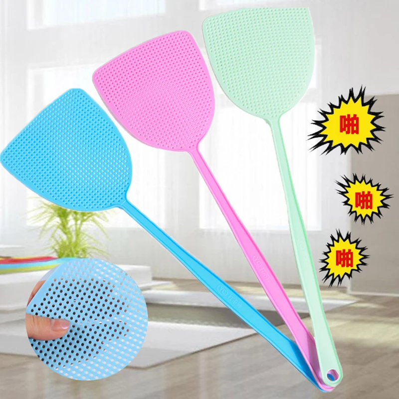 

Fly swatter with thickened plastic mesh, household durable mosquito swatter with extended handle, fly swatter
