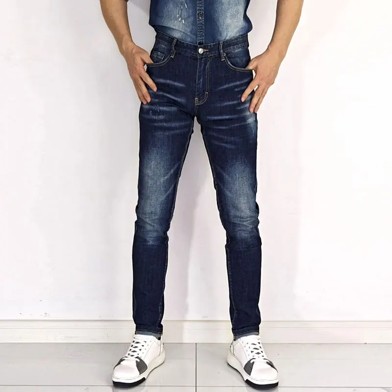 

Fashion Designer Men Jeans High Quality Retro Washed Blue Stretch Slim Fit Ripped Jeans Men Brand Vintage Denim Pants Hombre