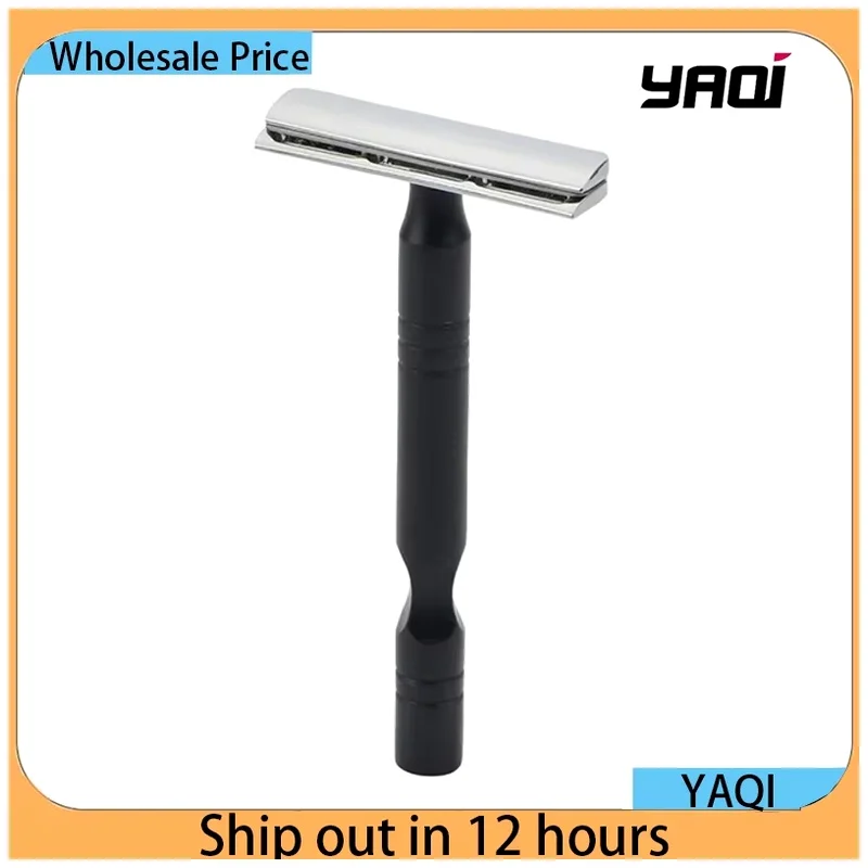 YAQI Chrome And Black Color Aluminum Handle Light Weight AC Blade Excalibur Single-edged Shaving Safety Razor Beard Shaver