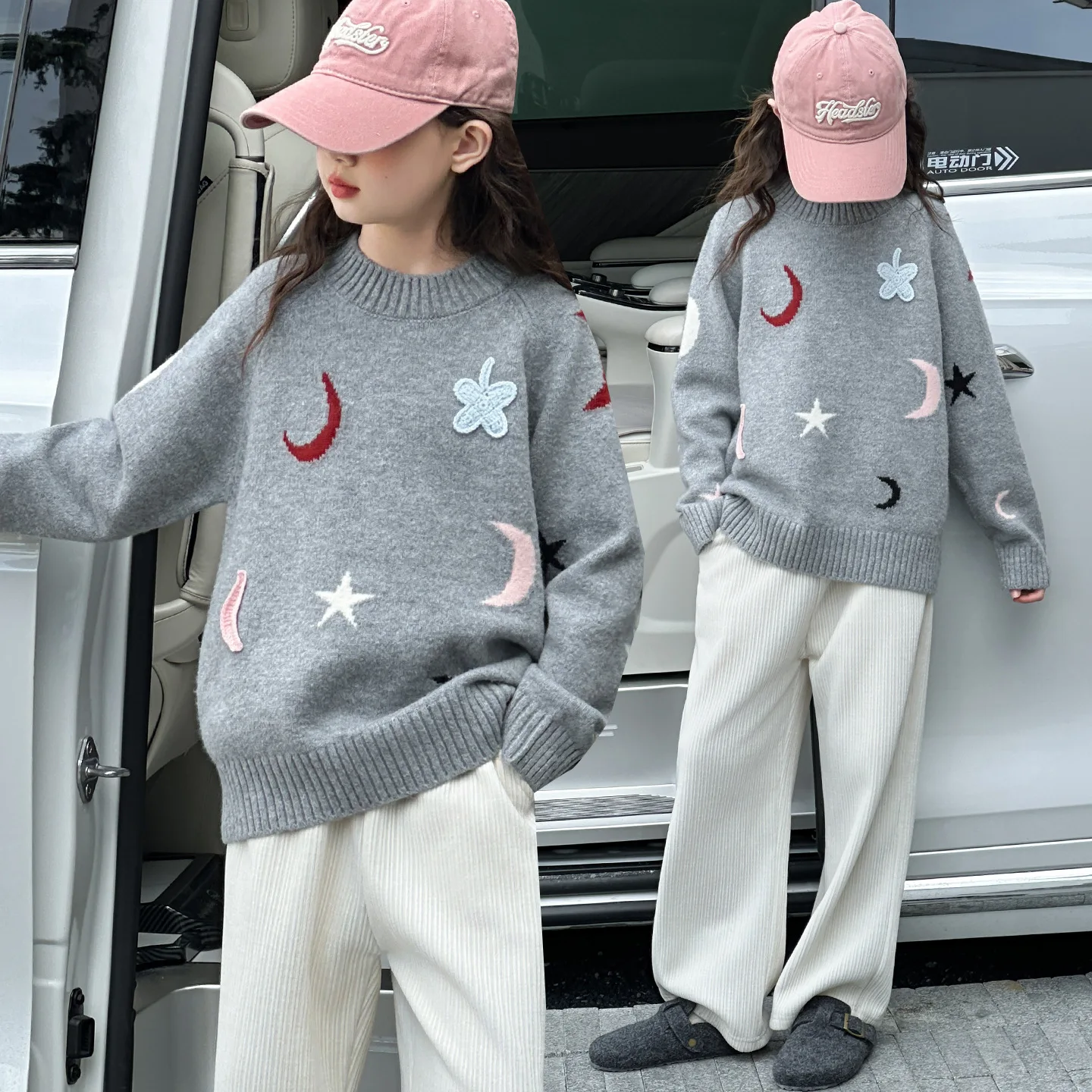 Suéter bordado feminino com forro de lã, top de malha para jovens, roupas íntimas de inverno, recém-chegados para outono/inverno 2026