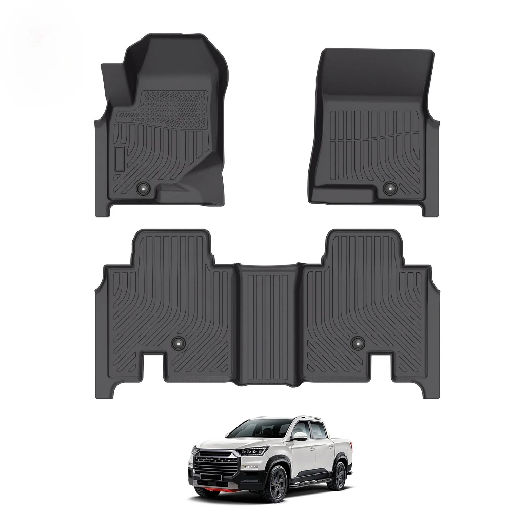 Custom For SsangYong KGM Musso Pickup 5-Seater 2024-2026 Waterproof 3D All Weather TPE Car Floor Mats Anti Slip Accessories LHD