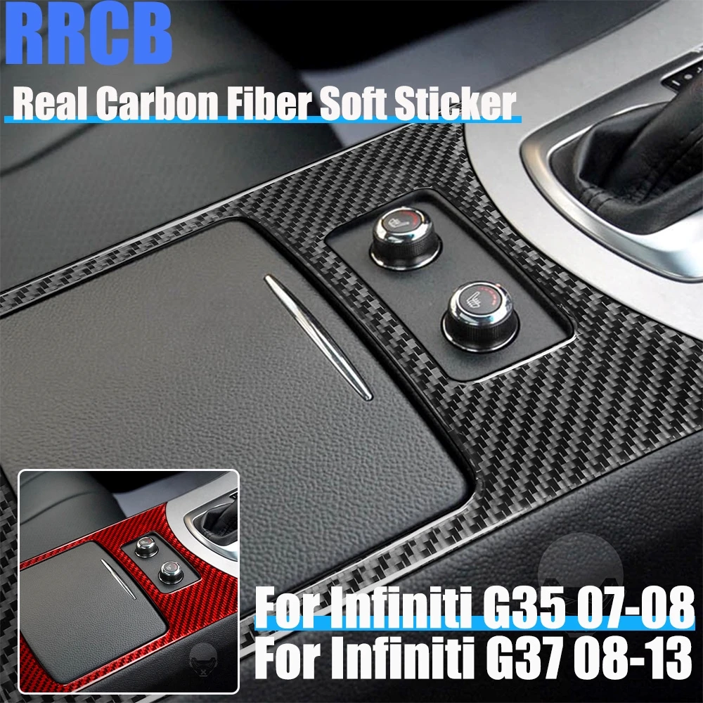 

Настоящее углеродное волокно, автомобильные аксессуары, центральная консоль, крышка для хранения переключения передач, мягкая наклейка для Infiniti G35 2007-2008 G37 2008-2013