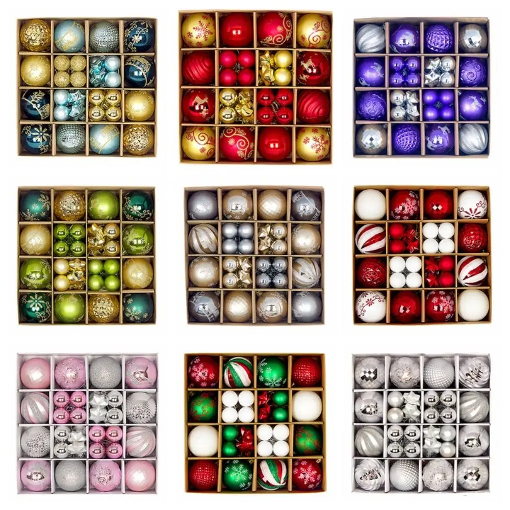 

44pcs Plastic Christmas Balls Shatterproof with Hanging Loop Christmas Pendant Ball 3-6cm Reusable Christmas Tree Decorative