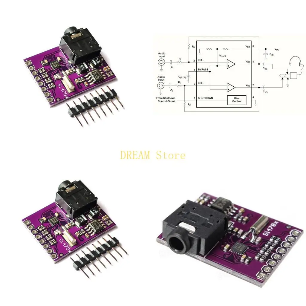 I2C Radio Tuners Module Si4703 FM Receiving PCBs Board with Sound Output Connectors and Pin Header for DIY Electronic Prototypes