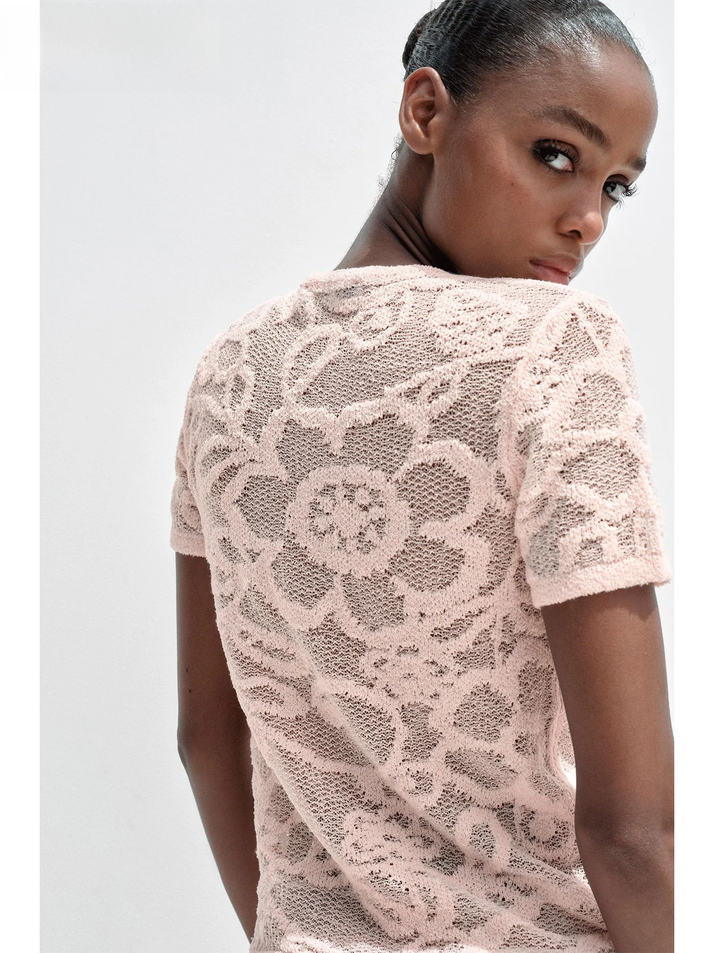 ZAPRHA 2025 Estate Nuovo Dolce Fiore Stampa Lavorato a Maglia Or Sve Round Ne Top Quali Materiale Slim Fit Faion da Donna