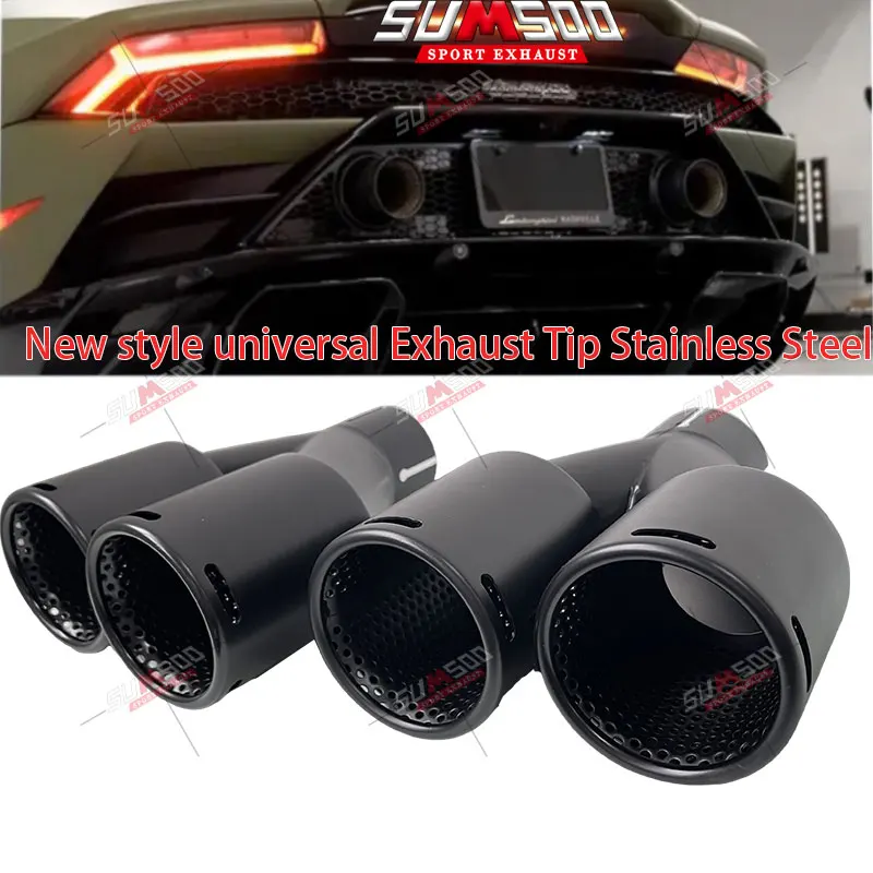 Genuine SUMSOO 1PCS  Double out New style universal Exhaust Tip Stainless Steel black Muffler Pipe Tailpipe Modification