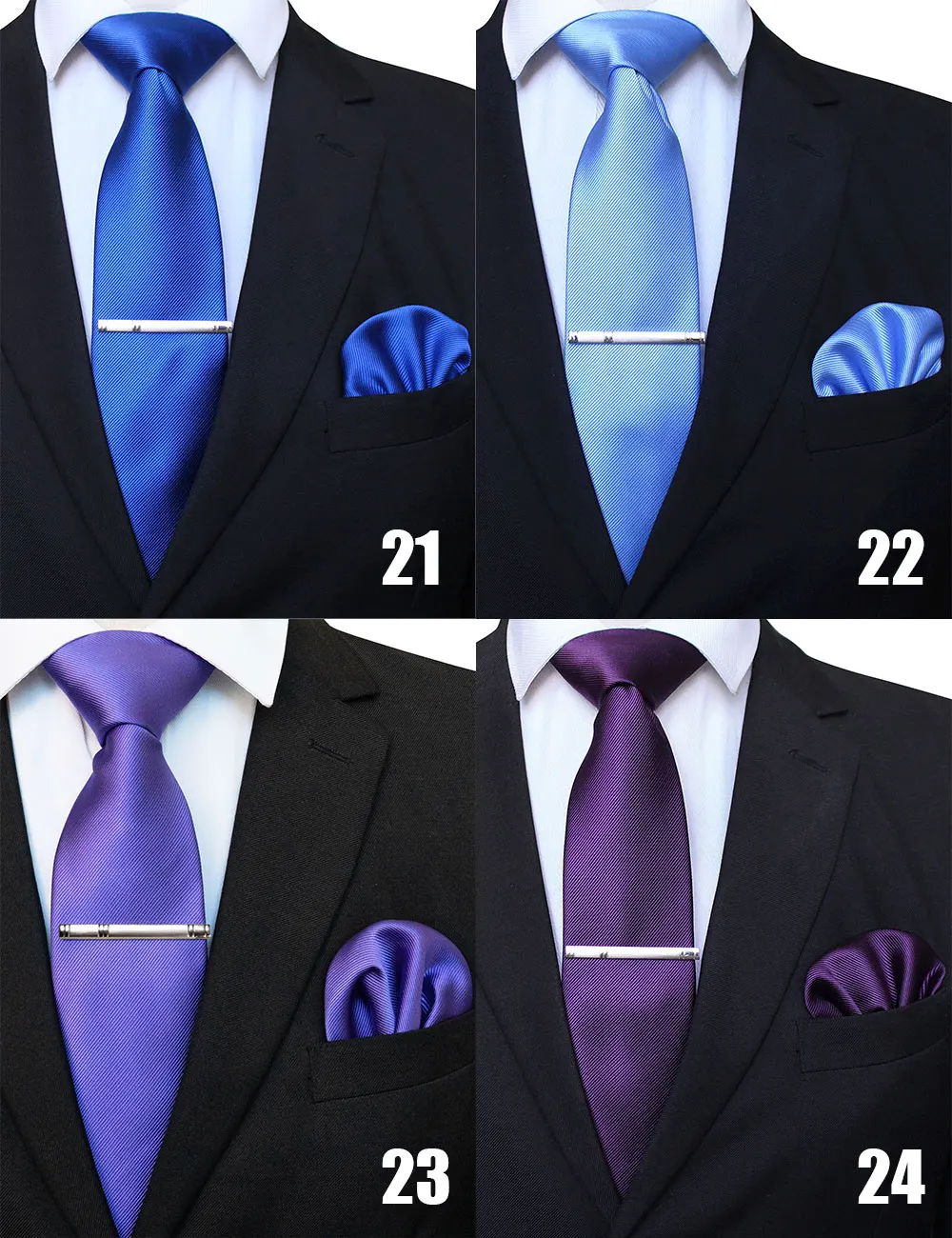 EASTEPIC 8 cm klassische graue Twill-Krawatten für Herren, Anzüge, Krawatten-Set, Clip, Taschentuch, Herren-Accessoire, Hochzeit, Party – Detail 9