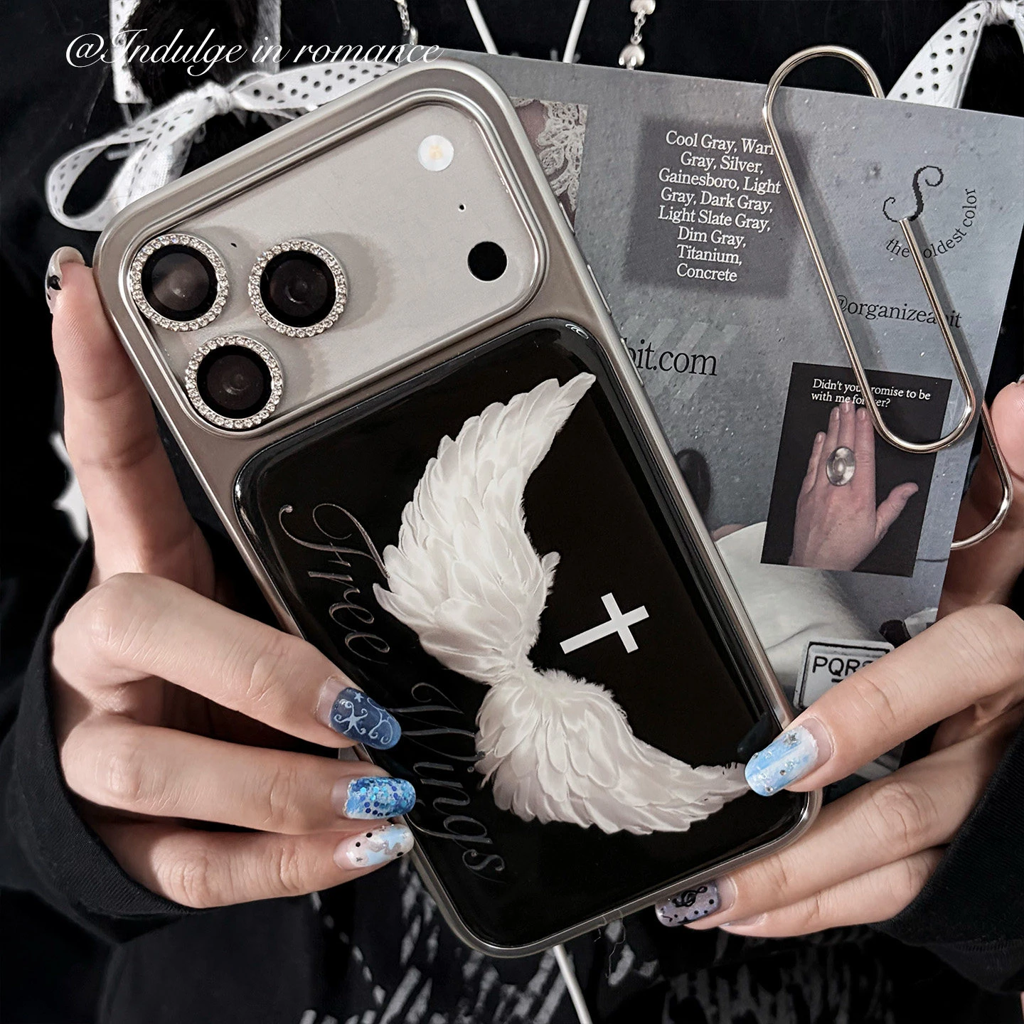 Cross Angel Wings Fashion Y2K Phone Case For Samsung S23 FE S24 Plus S26 Ultra S25 Edge Anti Drop Resin Casting Protective Cover