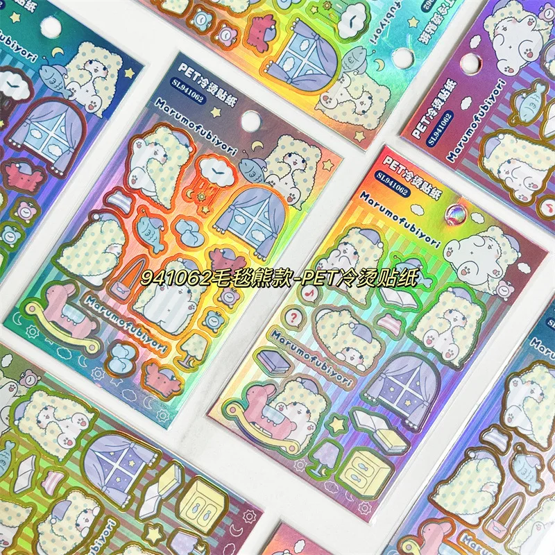 40pcs New Sanrio Blanket Bear Marumofubiyori Printed Stationery Sticker Cartoon Cute Marumofubiyori Student DIY Sticker Material